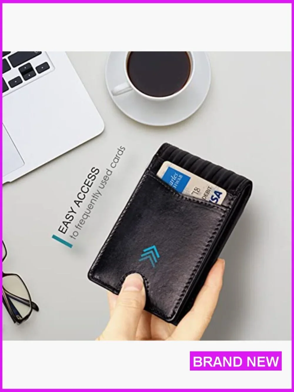 Men's Full Grain Leather Bifold Wallet RFID Blocking Slim Retro Classic